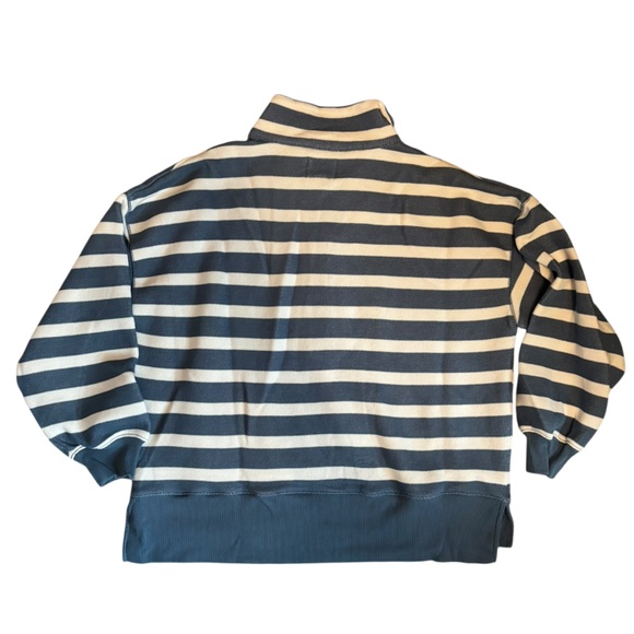 American Eagle AE big hug Henley oversized sweatshirt lived-in blue stripe sz S - Picture 6 of 15